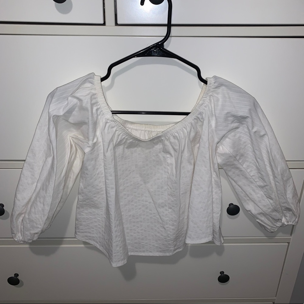White/off white, off-the-shoulder, long sleeve!